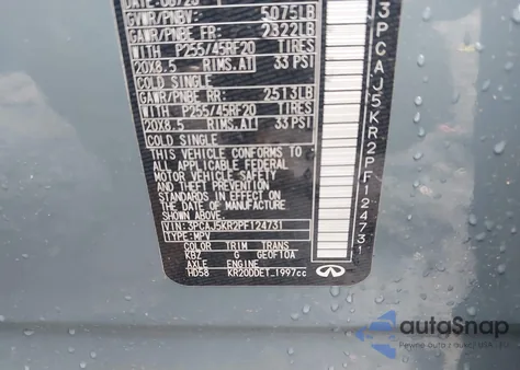 2023 Infiniti Qx55 Essential Awd z USA, uszkodzony, nr VIN 3PCAJ5KR2PF124731